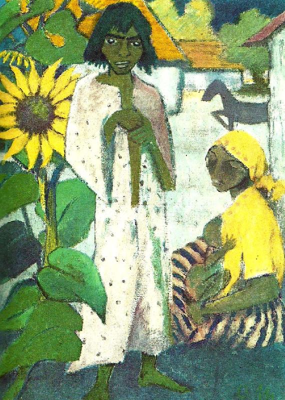 Otto Mueller zigenare med solrosor France oil painting art
